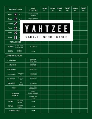 Cover Image for Yahtzee Score Game: Yahtzee Games Record Score, Scoresheet Keeper Notebook, Yahtzee Score Sheet, Yahtzee Score Card, Write in the Player N -- Bg Publishing, Paperback
