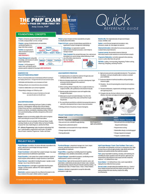 Cover Image for Pmp Exam: Quick Reference Guide -- Andy Crowe, Poster