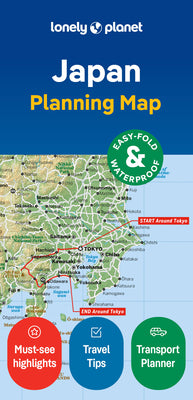 Cover Image for Lonely Planet Japan Planning Map: Durable, Waterproof, Easy-Fold Travel Map with Attractions, Itineraries & Transport Guide Handy Slipcase for Japan A -- Lonely Planet, Folded