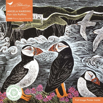 Cover Image for Adult Sustainable Jigsaw Puzzle Angela Harding: Fair Isle Puffins: 1000-Pieces. Ethical, Sustainable, Earth-Friendly -- Flame Tree Studio, Other