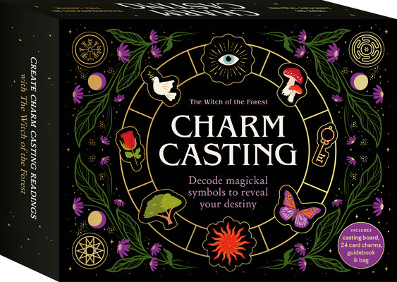 Cover Image for Charm Casting: Decode Magickal Symbols to Reveal Your Destiny - Includes: Casting Board, 24 Card Charms, Guidebook and Bag [With Guide Book] -- Lindsay Squire, Paperback