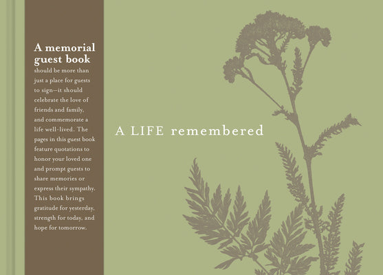 Cover Image for A Life Remembered: A Guest Book -- Dan Zadra, Hardcover