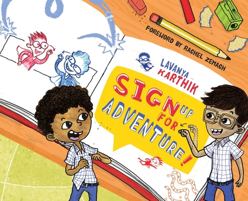 Cover Image for Sign Up for Adventure!: The Doodling Duo Vs. Spaghetti Monster -- Lavanya Karthik, Hardcover