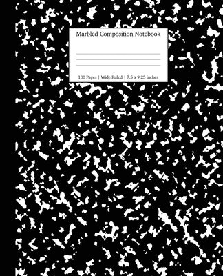 Cover Image for Marbled Composition Notebook: Black Marble Wide Ruled Paper Subject Book -- Young Dreamers Press, Paperback