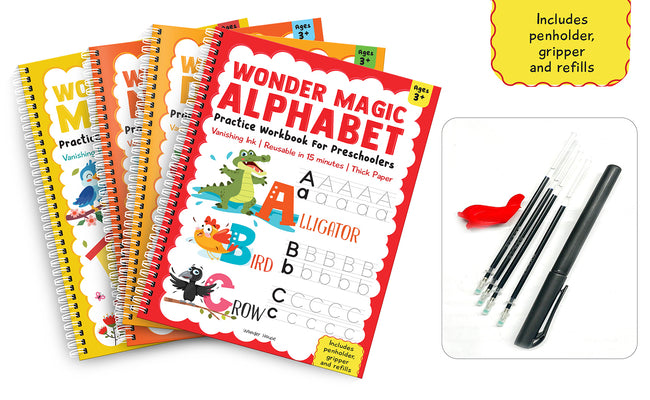 Cover Image for Wonder Magic Pack of 4 Books (Maths, Drawing, Numbers & Alphabet) -- Wonder House Books, Spiral