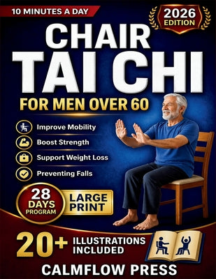 Cover Image for Chair Tai Chi for Men Over 60: Safe, seated Tai Chi techniques to improve mobility, boost strength, and support weight loss for men over 60, all while -- Calmflow Press, Paperback