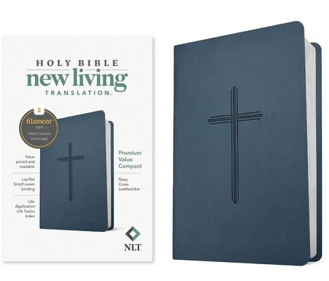 Cover Image for NLT Premium Value Compact Bible, Filament Enabled (Leatherlike, Navy Cross) -- New Living Translation, Imitation Leather