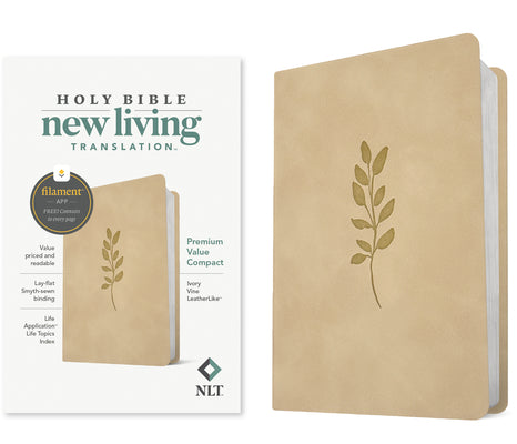Cover Image for NLT Premium Value Compact Bible, Filament Enabled (Leatherlike, Ivory Vine) -- New Living Translation, Imitation Leather