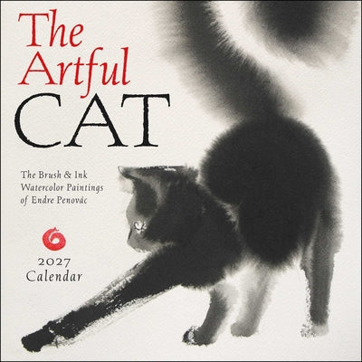 Cover Image for The Artful Cat 2027 Wall Calendar: Brush and Ink Watercolor Paintings -- Endre Penovác, Wall