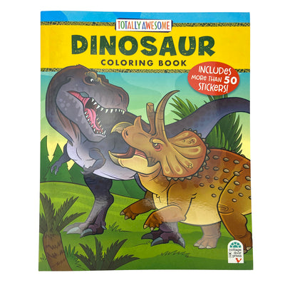Cover Image for Totally Awesome Dinosaur Coloring Book with Stickers -- Diego Vaisberg, Paperback