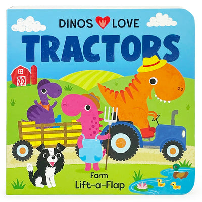 Cover Image for Dinos Love Tractors -- Christine Sheldon, Board Books