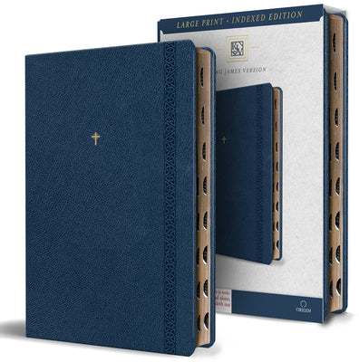 Cover Image for KJV Holy Bible, Large Print Handy Size Format, Blue Premium Imitation Leather with Ribbon Marker, Red Letter, Thumb Index -- King James Version, Paperback