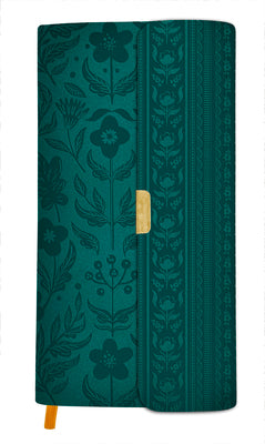 Cover Image for The KJV Compact Bible [Dark Teal Florals with Clasp] -- Barbour Bibles, Imitation Leather