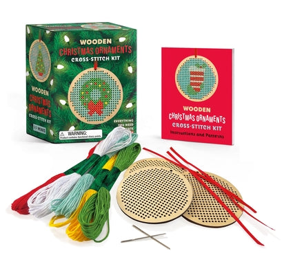 Cover Image for Wooden Christmas Ornaments Cross-Stitch Kit: Everything You Need to Create 3 Keepsakes -- Sosae Caetano, Paperback