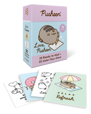 Cover Image for Love, Pusheen: 50 Collectible Postcards (25 Ready-To-Mail + 25 Color-Your-Own!) -- Claire Belton, Novelty