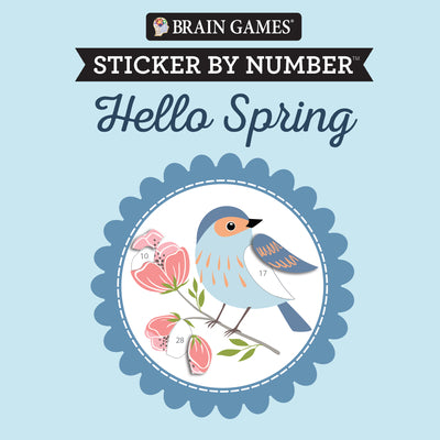 Cover Image for Brain Games - Sticker by Number Compact Edition: Hello Spring 7x7 Inches Easter Basket Filler, Travel Size Activity Book for Adults & Kids 7+ -- Publications International Ltd, Paperback
