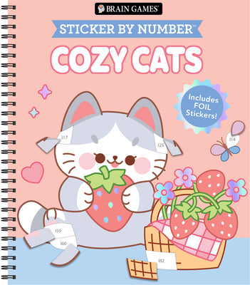 Cover Image for Brain Games - Sticker by Number: Cozy Cats: Includes a Foil Sticker Sheet to Complete Each Image! -- Publications International Ltd, Spiral