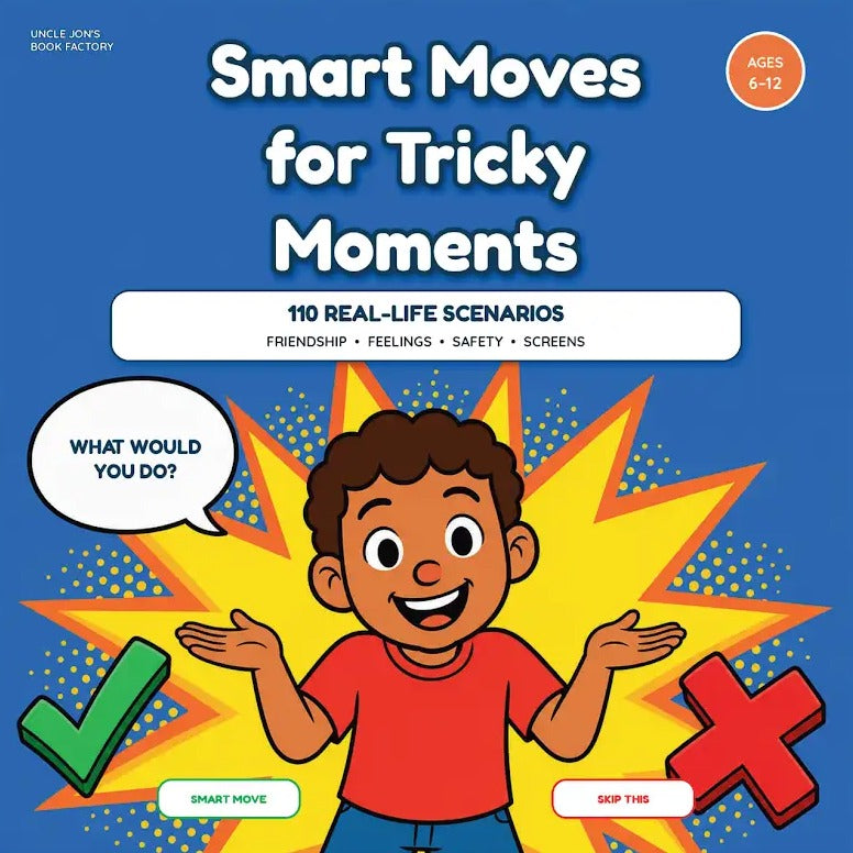 Cover Image for Smart Moves for Tricky Moments: 110 Real-Life Scenarios for Kids -- Editors of Uncle Jon's Book Factory, Paperback